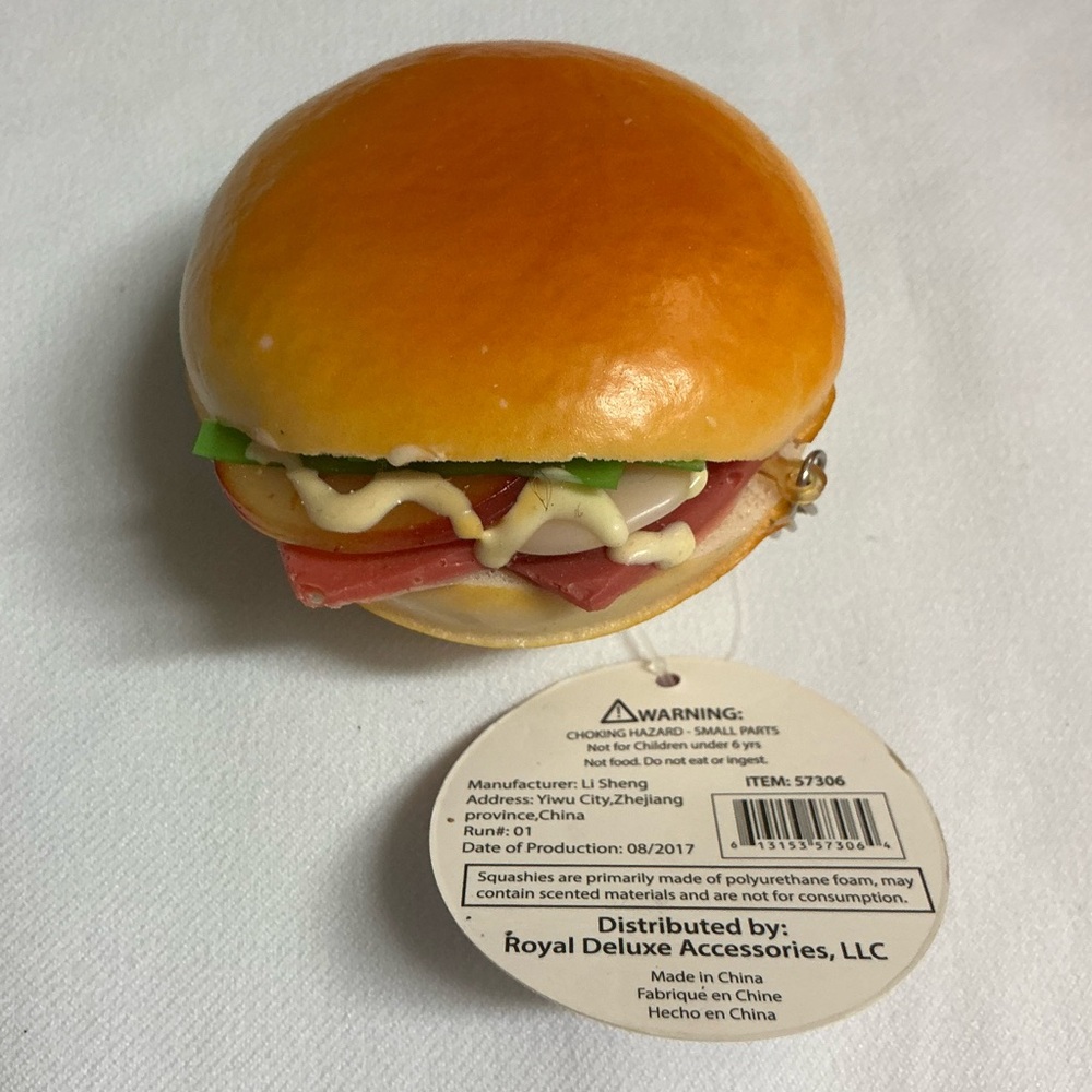 Realistic Sandwich Burger Squishy Keychain